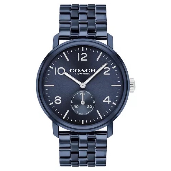 Coach New In Box Mens Signature 42mm Blue Clasp Water Resistant Watch - Picture 2 of 3